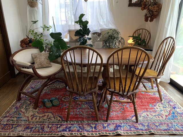 超大判 コーラルレッド 253×147 ざっくり編み トルコヴィンテージラグ