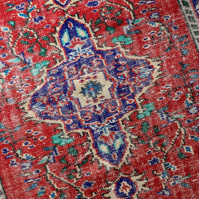 超大判 コーラルレッド 253×147 トルコヴィンテージラグ