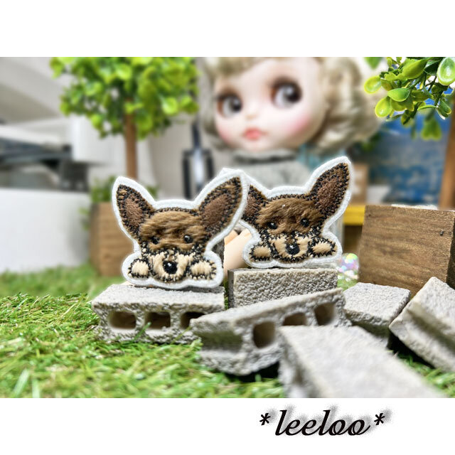 ミニチュア・ピンシャー★ふさふさミニワッペン★ｃ＆ｔ5.5-2枚