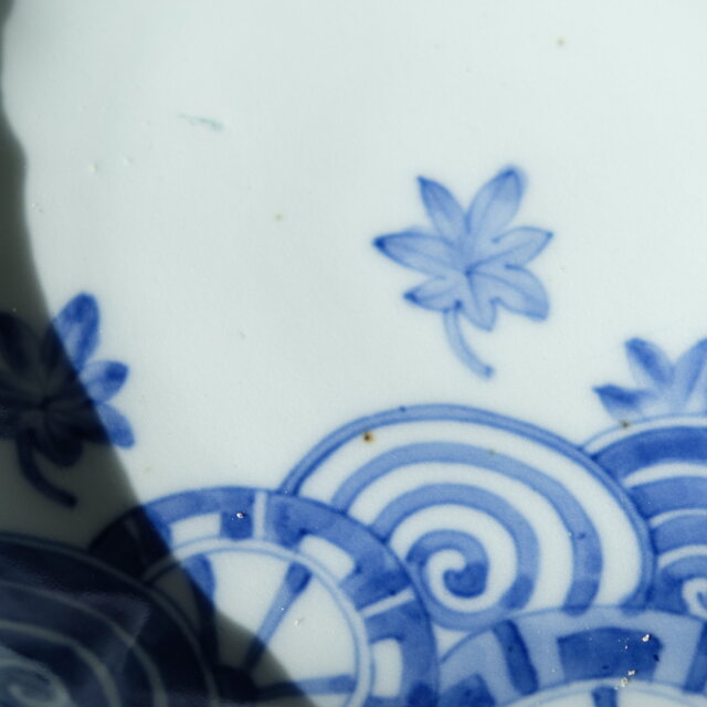 特価¥2800→¥2200】鳥と楓◇伊万里 染付八寸皿 大皿 骨董・antiques