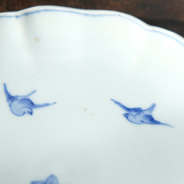 特価¥2800→¥2200】鳥と楓◇伊万里 染付八寸皿 大皿 骨董・antiques