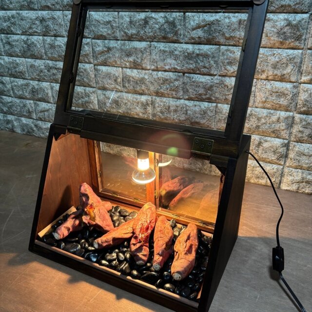 木製ホットショーケース 焼き芋保温ディスプレイケース【ダーク