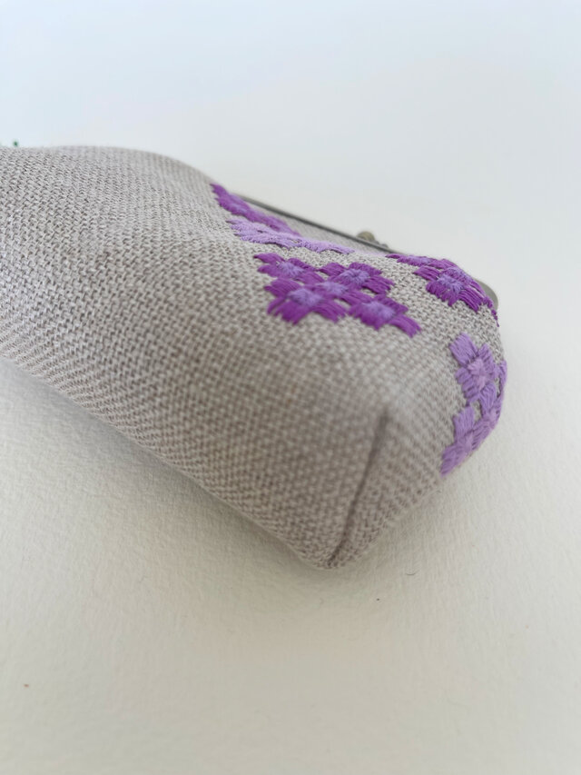 紫陽花・紫色 - 10cmリネンがま口ポーチ | iichi 日々の暮らしを