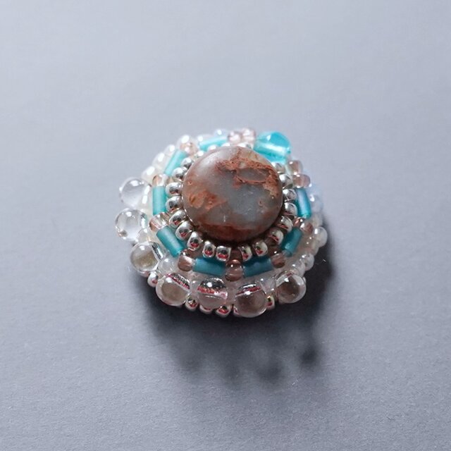 ビーズ刺繍のイヤリング ピアス 13 ブルー クリア シルバー ターコイズ