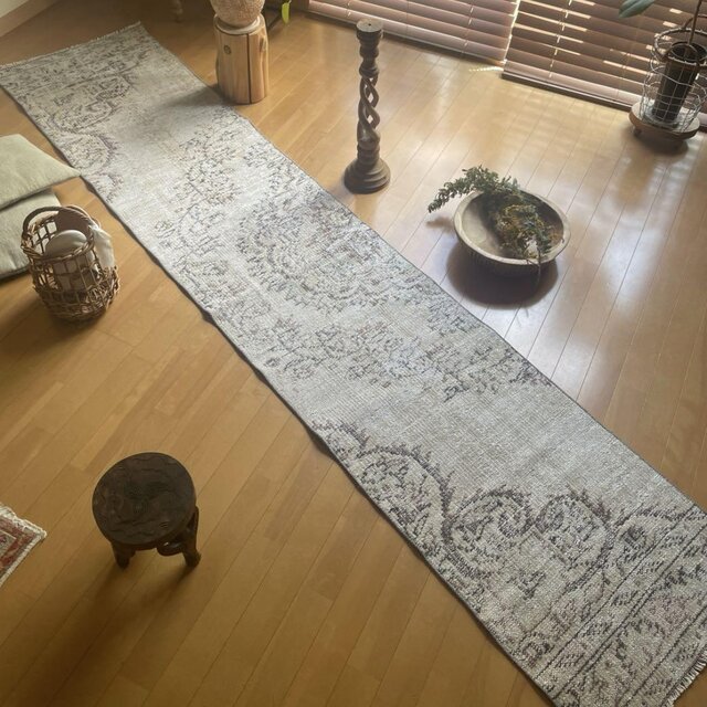 ロング57×276ナチュラルカラー ロングランナーラグ トルコ