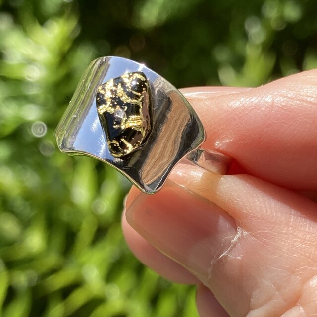 硝子の星空のリング/ガラス・950silver・金箔　＃16