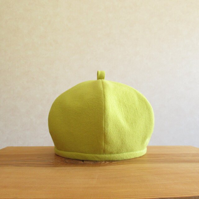 てっぺんに輪っか、ベレー帽　コットンリネン・ミモザ
