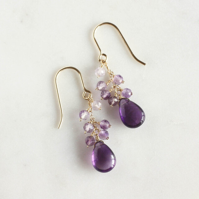No.318 14kgf☆シェブロンアメジストのピアス アクセサリー