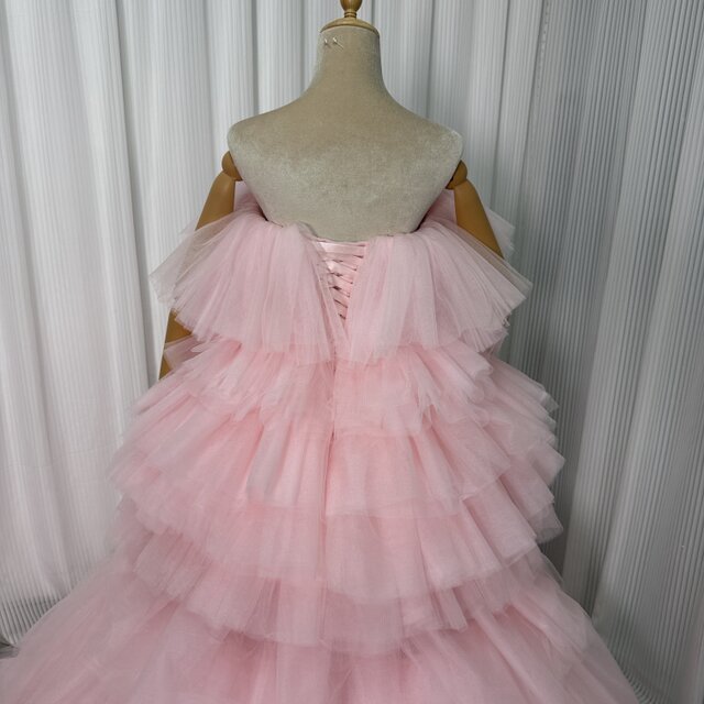 カラードレス ミニドレス ピンク ビスチェタイプ リボン 可愛い 抜群の