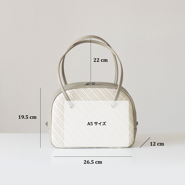 夏新作かご ボウリングバッグ 斜め編みxPUレザー【カーキx