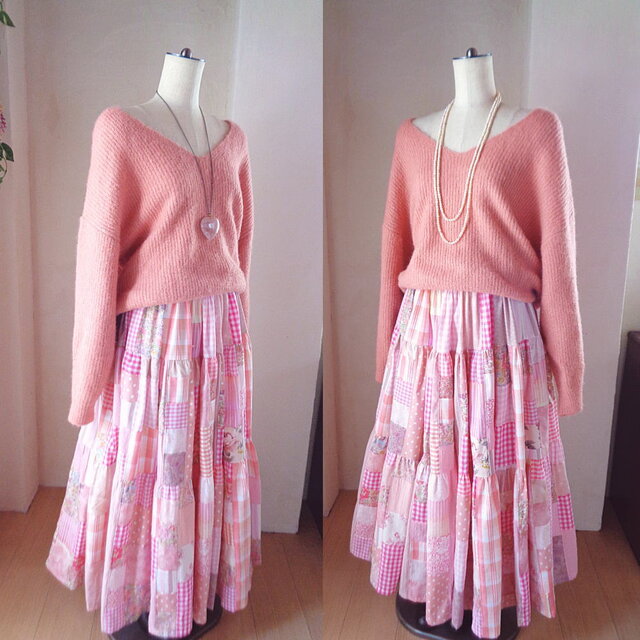 sold 一点もの♥絵画なパッチワーク♥Lovely pink♥超ボリューム