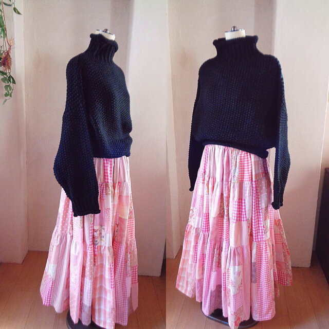 sold 一点もの♥絵画なパッチワーク♥Lovely pink♥超ボリューム
