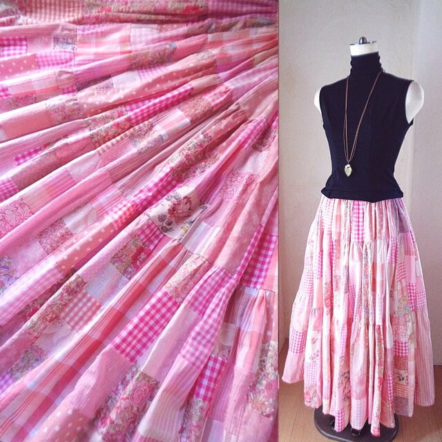 sold 一点もの♥絵画なパッチワーク♥Lovely pink♥超ボリューム