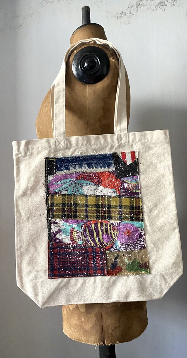 totebag /ヴィンテージファブリックのパッチワーク　トートバッグ■tf-376d