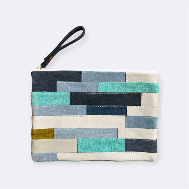 本革モザイクポーチ/cool