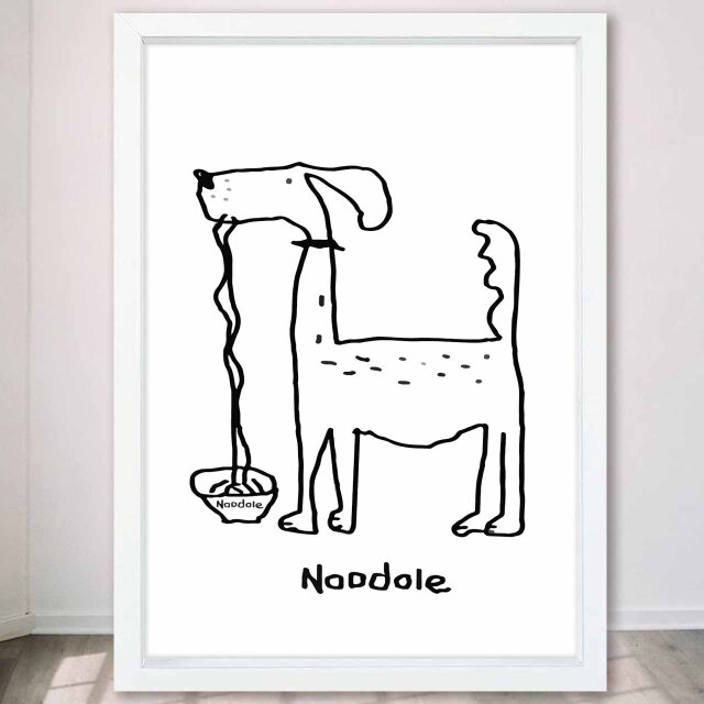 ヌードル　犬　送料無料 　イラスト　A4〜A0　ポスター　アートポスター　アートsei検索新着順　3511
