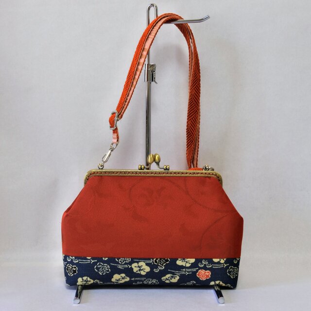帯リメイク　がま口ショルダーバッグ