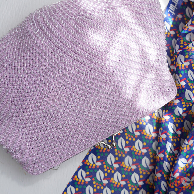 ばあば ⁛ つぶつぶガラスビーズのスクエアバッグ（曙藤・2132）