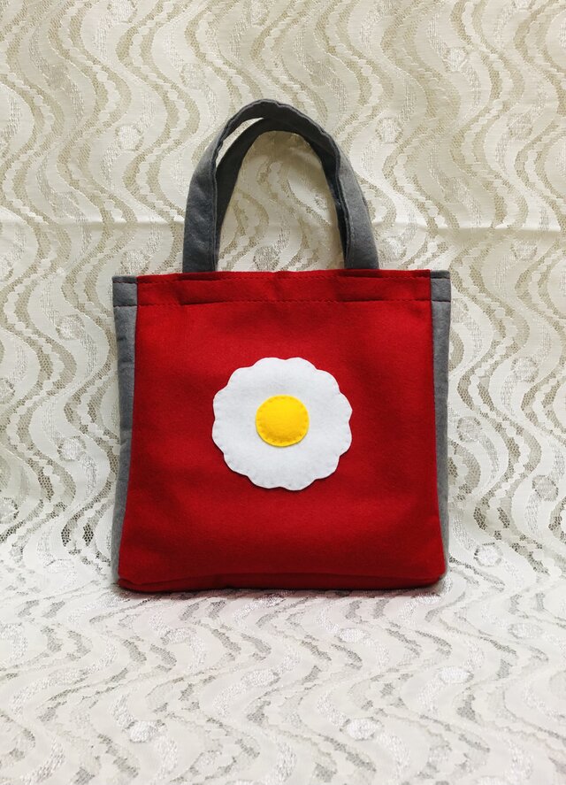 フェルトのミニトートバッグ 赤×グレー | iichi 日々の暮らしを