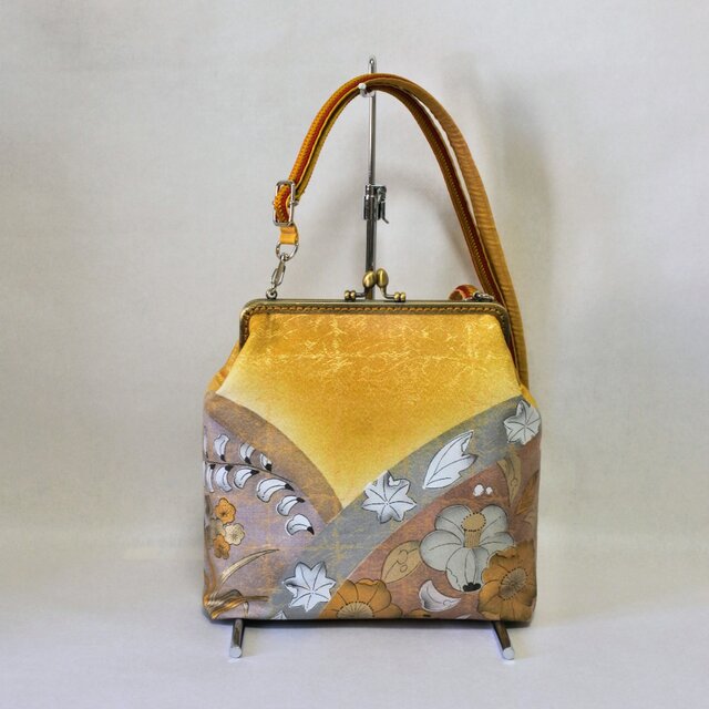 帯リメイク　がま口ショルダーバッグ