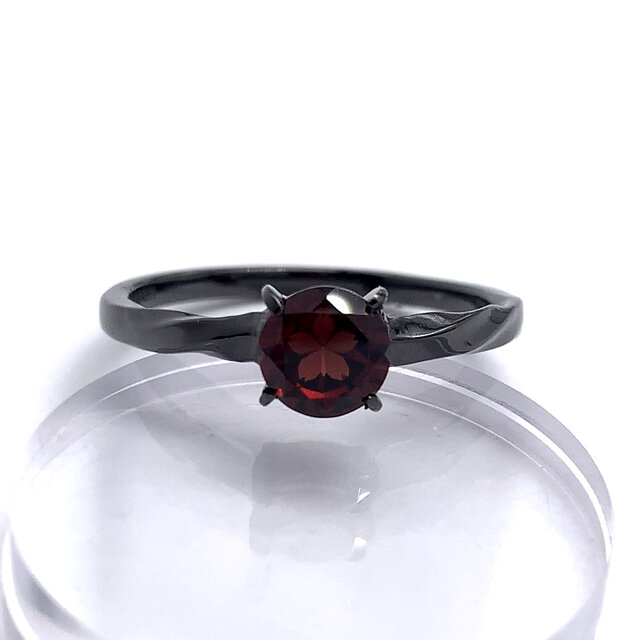 黒 さくらインカット リング/ガーネット/シルバー925/つけっぱなし/和風/着物