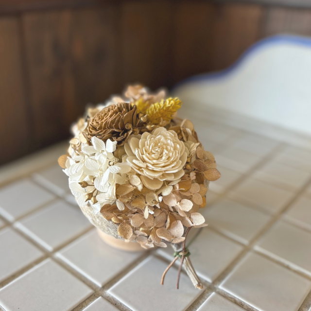 ブッダナッツアレンジ【布みみ×プリザーブドフラワー】