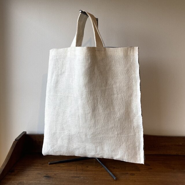 極厚リネンの手縫いトートバッグ　裏地付き