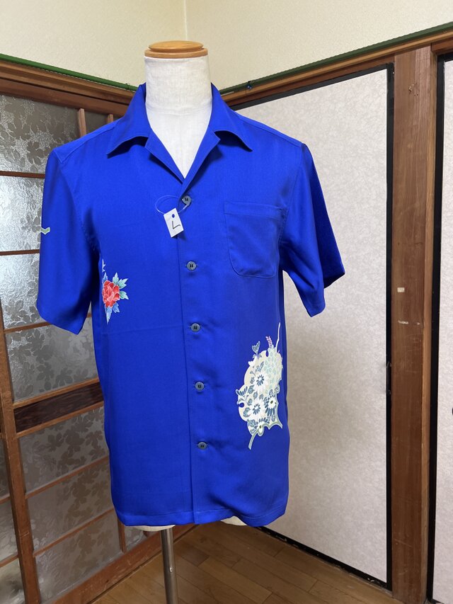 ブルー着物、リメイクアロハシャツ、L寸！ | iichi 日々の暮らし