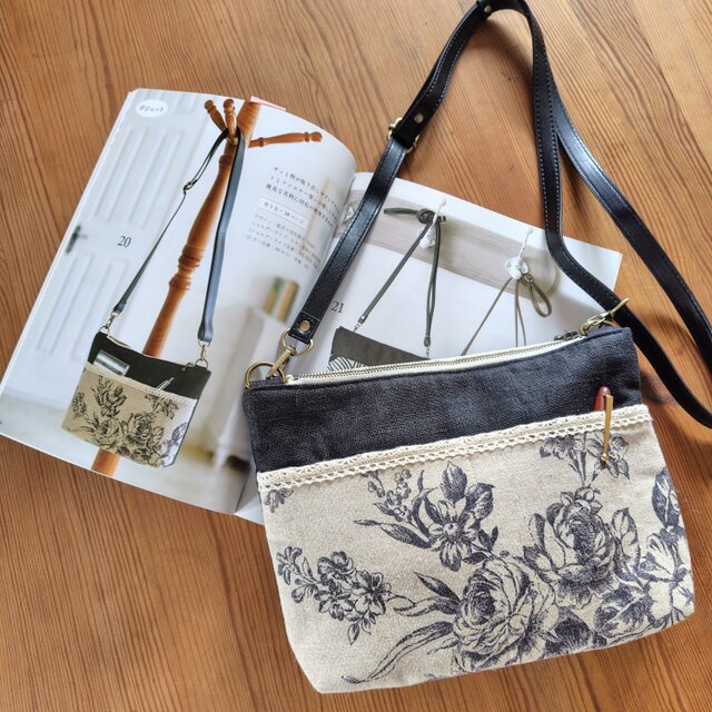 本掲載作品*リネン*ショルダーバッグ*黒