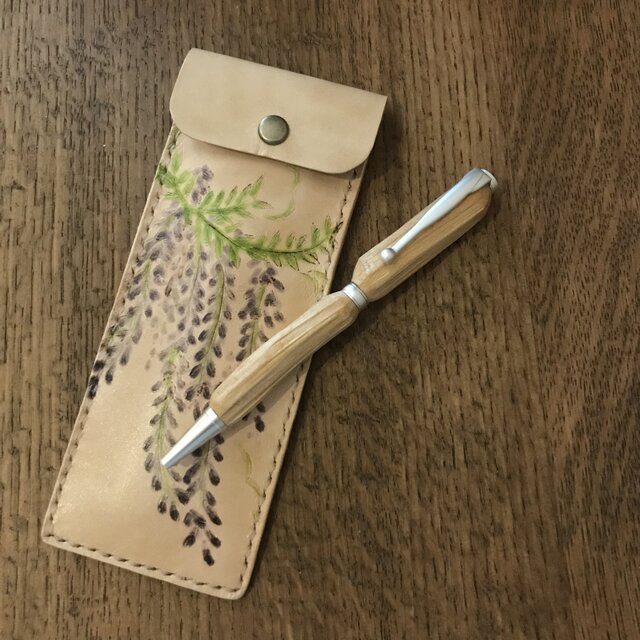 NO 013ペンケース（花❀蝶）藤井風生地【試作品】1350円→ 型染め