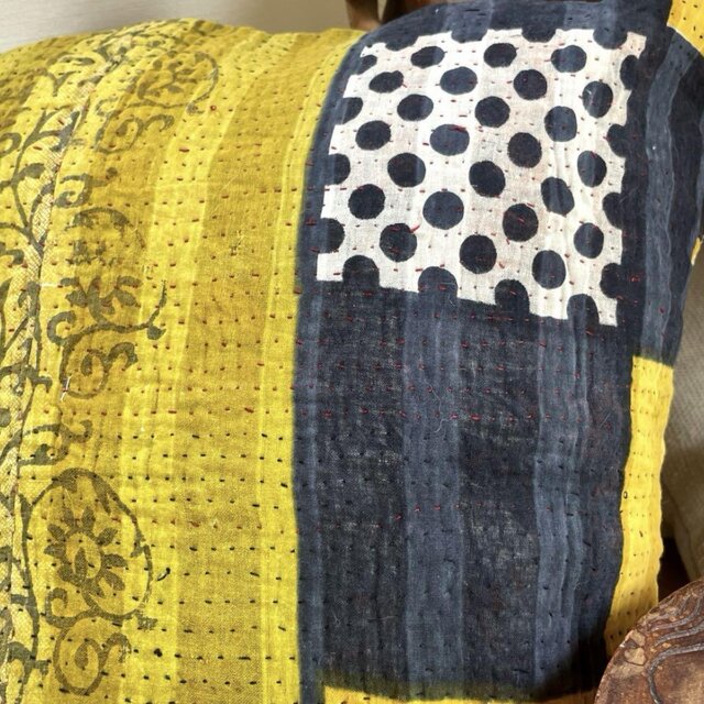 40×40 インドヴィンテージカンタキルト ラリーキルト クッションカバー