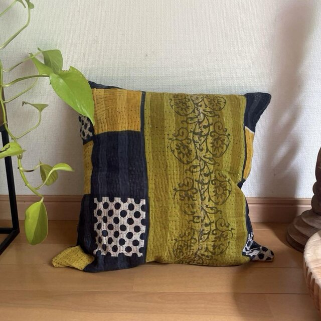 40×40 インドヴィンテージカンタキルト ラリーキルト クッションカバー