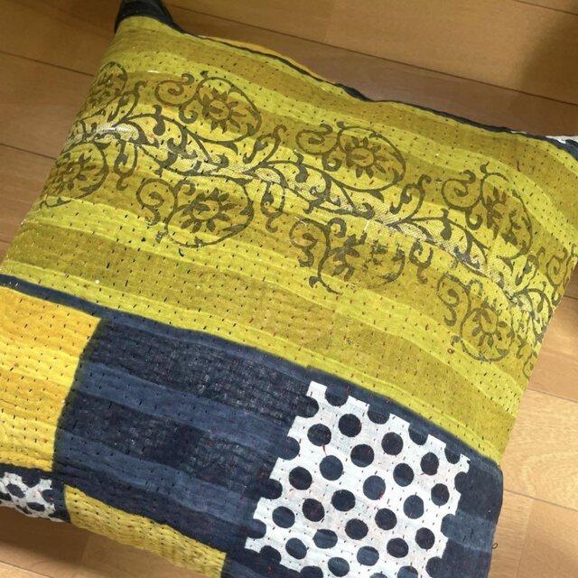 40×40 インドヴィンテージカンタキルト ラリーキルト クッションカバー