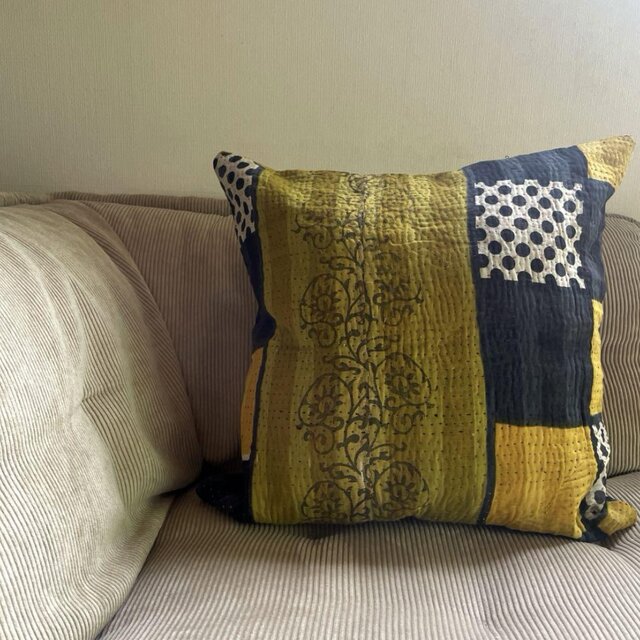 40×40 インドヴィンテージカンタキルト ラリーキルト クッションカバー