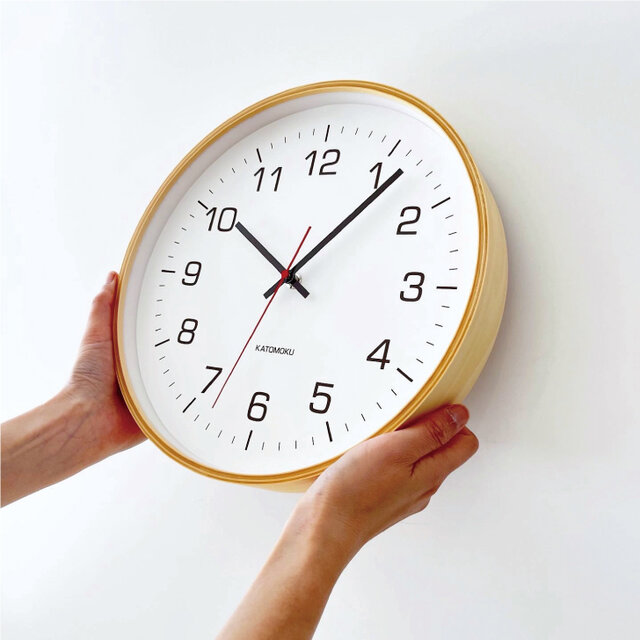 KATOMOKU plywood clock 22 ナチュラル km-61NA 掛け時計木製 曲げわっぱ
