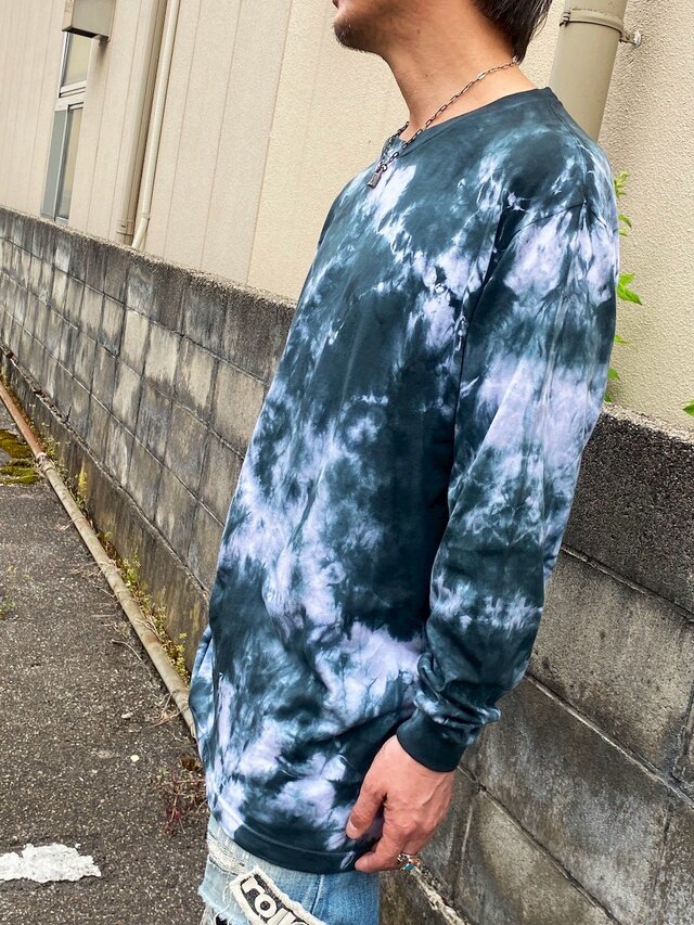 タイダイ 長袖Tシャツ XXLサイズ ブラック ムラ染め HIPPIES DYE HD24