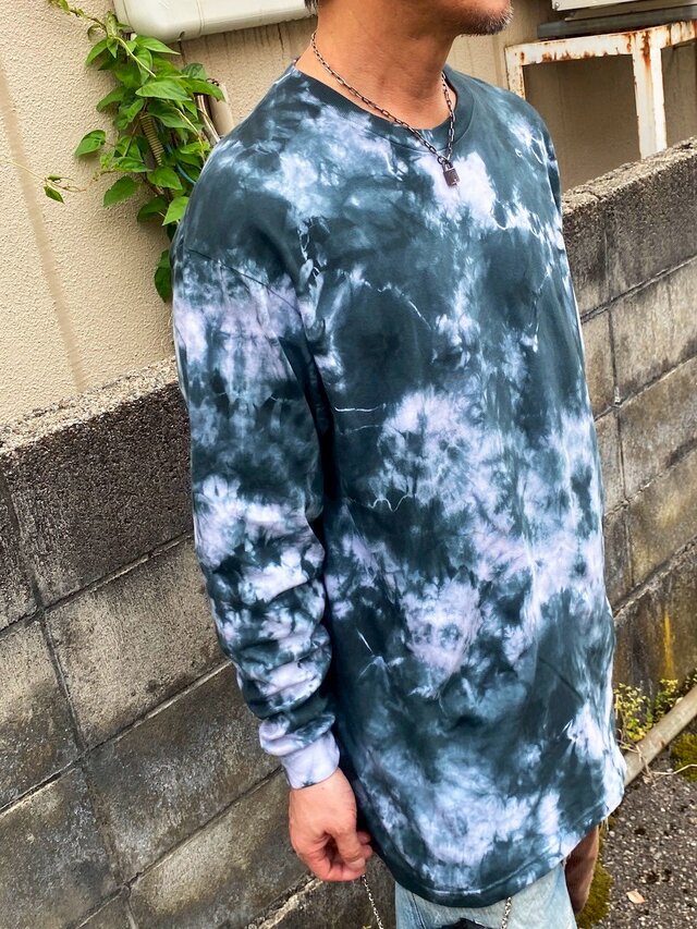 タイダイ 長袖Tシャツ XXLサイズ ブラック ムラ染め HIPPIES DYE HD24