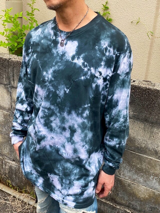 タイダイ 長袖Tシャツ XXLサイズ ブラック ムラ染め HIPPIES DYE HD24