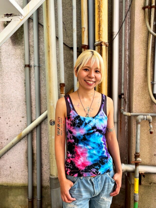 タイダイ キャミソール Mサイズ カラフル×ブラック HD24-09