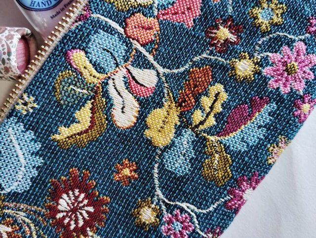 フランス生地 野花の吹き出す平安なポーチ（S）キーケース、コスメ入れ