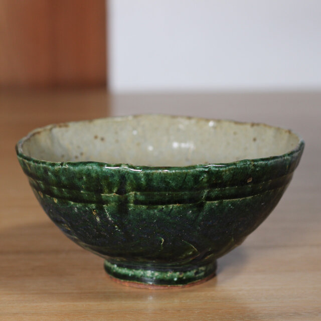 陶器 【織部・灰釉 どんぶり】d6