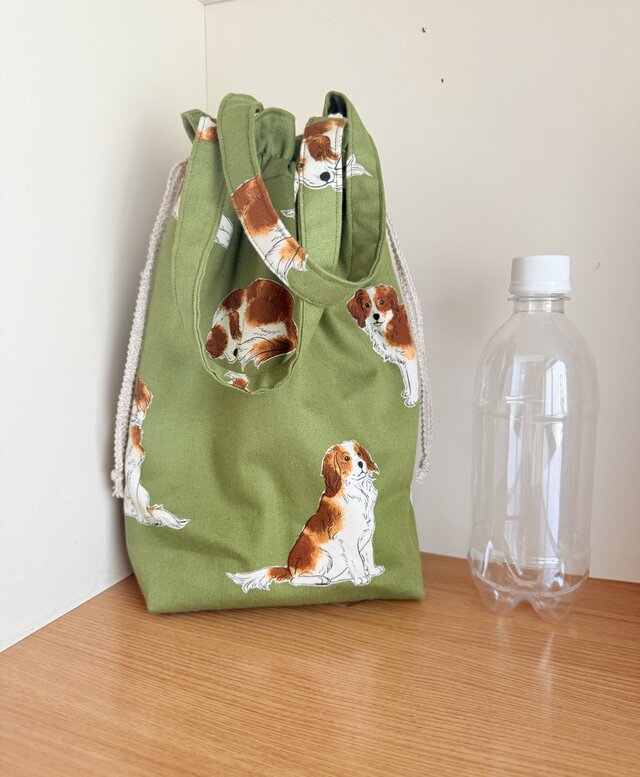 保温保冷シート付き巾着型エコバッグ（ドッグ・コーイケルホンディエ