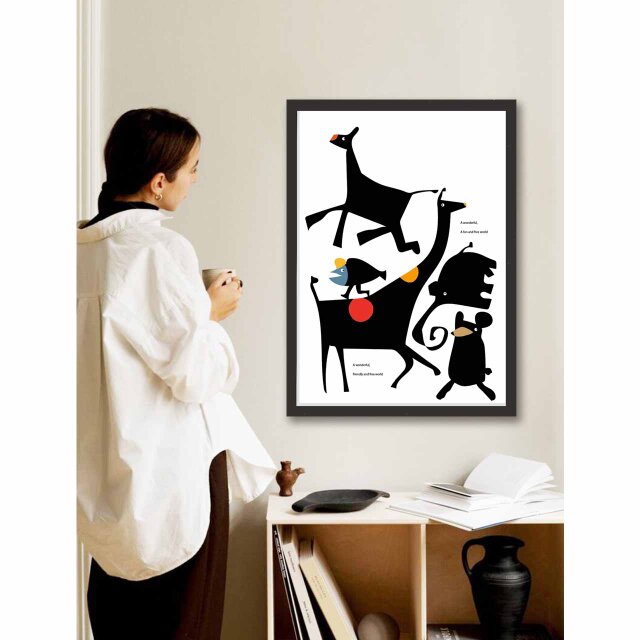 ステキな世界 動物 送料無料 イラスト A4〜A0 ポスター アート