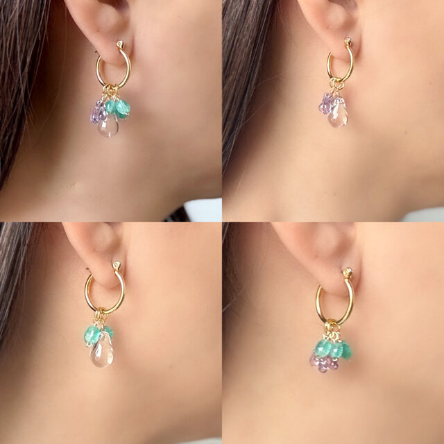 K18WG　フープピアス　アミュレット 本物　宝石鑑別書有り　ピアス　天然石 imgrc0066715088.jpg