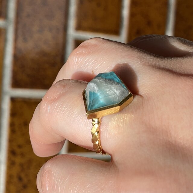 ship wave 波しぶきのダブレット石 ガーデンクォーツ × ターコイズ