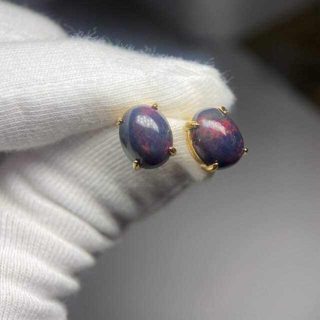 【0803】ピアス ブラックオパール※超高品質 0803】ピアス ブラックオパール※超高品質