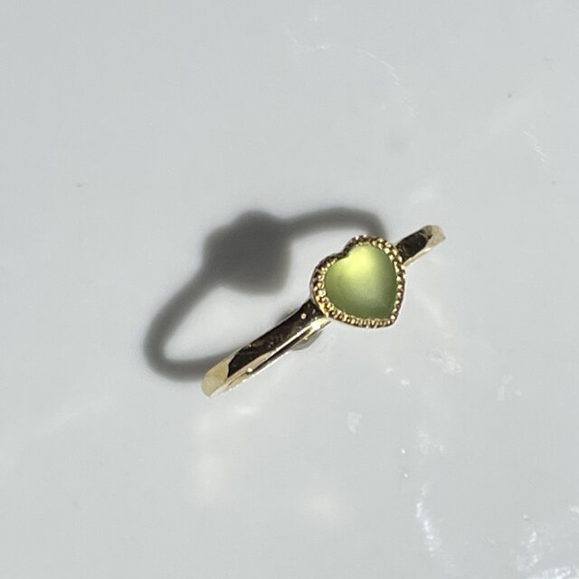 ペリドット　ハート　カボション　5㎜　マット　シルバーSV925リング