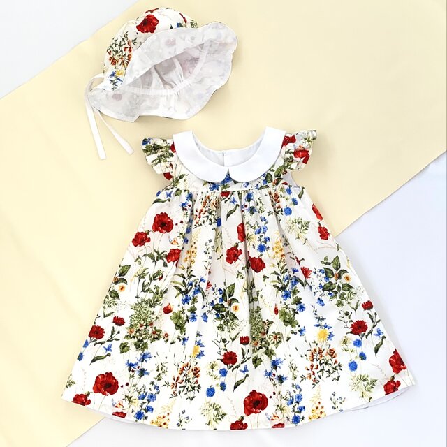 一点物・4Yサイズ】ボタニカル柄ワンピース 限定 即納 フリル カラフル