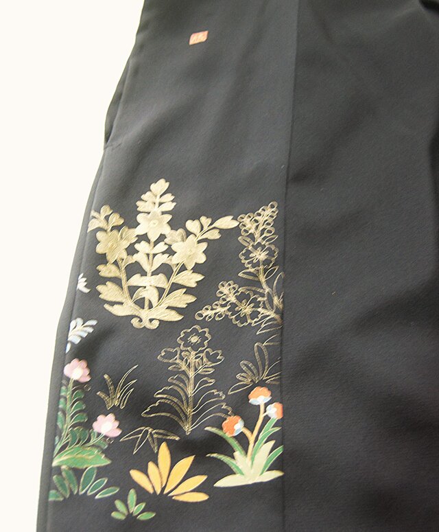 SALE☆大海と鳥 刺繍 留袖リメイクフレアドレス 展示品 向かい鳥の留袖ドレス＊三点セット 着物リメイク | iichi 日々