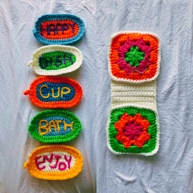 いつもの家事が楽しくなる 数量限定10点 福袋（刺繍入りアクリルタワシ5種類＆フロアーモップ1枚セット）